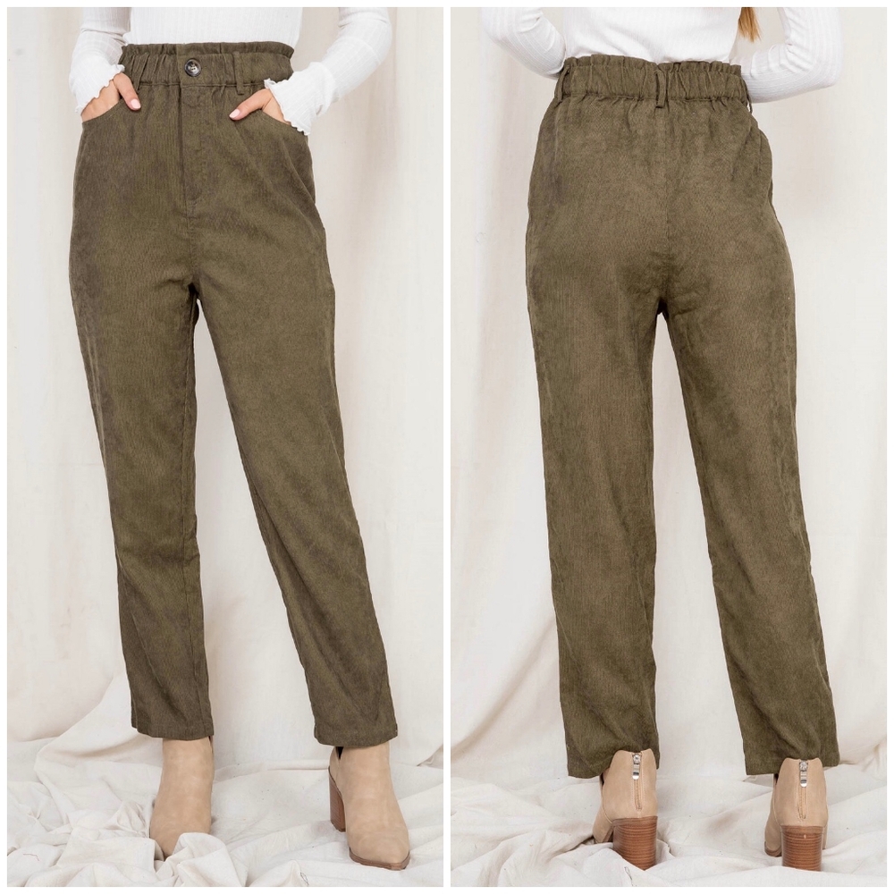 LAST 1❗️VERY J Olive Corduroy High Waisted Pants - Picture 4 of 5